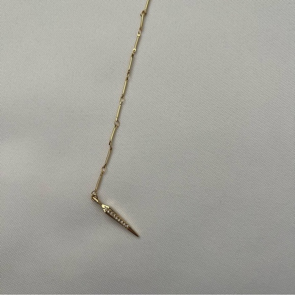 Luv AJ x Rachel Zoe Crescent Moon Pave Tusk Gold Tone Lariat Crystal Necklace - Picture 13 of 16